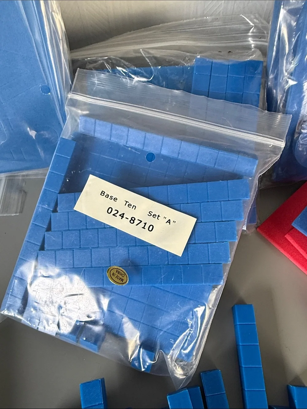 Blue, Green, Yellow Base Ten Math Manipulatives Set & Upper and Lower Letters